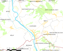 Mapa obce Iguerande