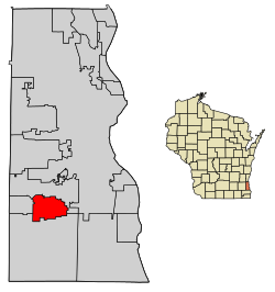 Расположение Гриндейла в округе Милуоки, штат Висконсин.