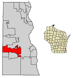 Расположение Гринфилда в округе Милуоки, штат Висконсин.