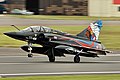 Le Mirage 2000N décoré de la tête de sioux de l'escadrille N 124, à l'atterrissage au RIAT 2016.