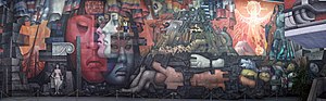 Presencia de America Latina (1964-65), mural by Jorge Gonzalez Camarena. Mural panoramico.JPG