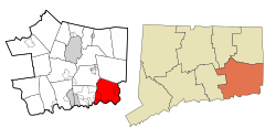 Stonington's location within New London County and Connecticut