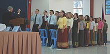 Peace Corps trainees swearing in as volunteers in Cambodia, 4 April 2007 Peace Corps Volunteer swearing in Cambodia, 2007.jpg