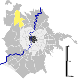 Location of La Storta in relation to the outer zones of Rome