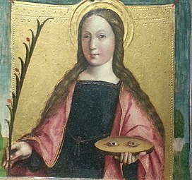 Sainte Lucie, détail de Assunzione della Vergine et santi Gandolfino da Roreto (1493-1518) Turin
