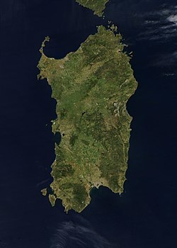 The island of Sardinia as seen from the International Space Station