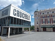 The Crucible Theatre (centre) and Lyceum Theatre (right) Sheffield Theatres.jpg