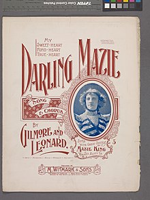 Sheet music for "Darling Mazie", featuring a photograph of Mazie King.
