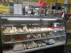 Counter display of baked goods