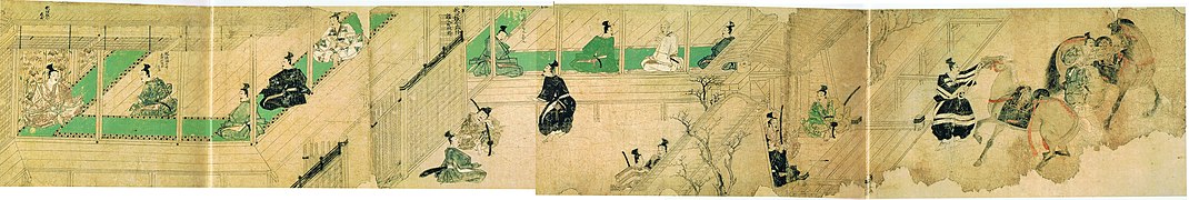 Ganz links: Adachi Yasumori (Aus dem Mōko Shūrai Ekotoba)