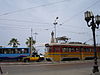 An Alexandria Tram car passing Saad Zaghloul Square