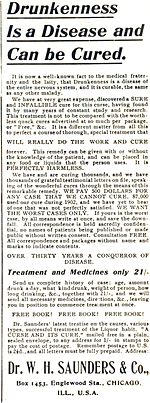 1904 advertisement describing alcoholism as a disease 1904 Claim of Alcoholism Being Disease4.jpg