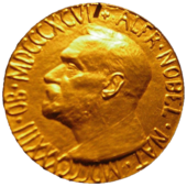 A photograph of the 1933 Nobel Peace Prize awarded to Norman Angell.