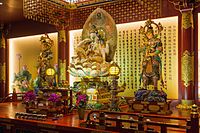 Shrine to Cintamanicakra (Chinese: 如意輪觀音; pinyin: Rúyìlún Guānyīn) within the Universal Wisdom Hall