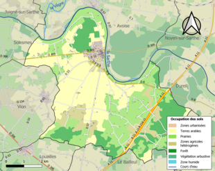 Carte en couleurs présentant l'occupation des sols.