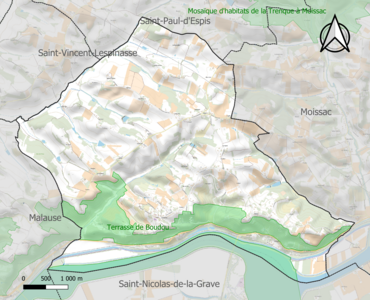 Carte des ZNIEFF de type 1 sur la commune.