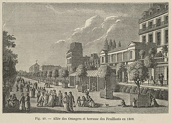 Les bâtiments détruits lors de l'ouverture de la rue donnaient sur le jardin des Tuileries.