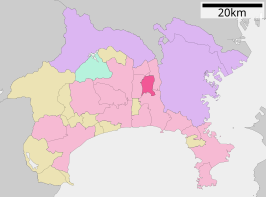Situering van Ayase in de prefectuur Kanagawa
