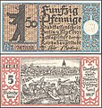 50 Pfennig Notgeldschein von Berlin (1921), Stadtteil Friedrichshain, Aufbruch zum traditionellen Stralauer Fischzug um 1825