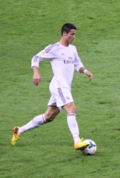 Ronaldo scored a record 17 UEFA Champions League goals during the 2013-14 season en route to La Decima. CR derbi 2013 cropped.png