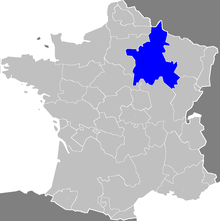 Carte des anciennes provinces de France avec la Champagne en bleu.
