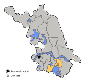 Location of Wuxi Prefecture within Jiangsu