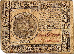 Continental Currency $7 banknote obverse (November 29, 1775).jpg