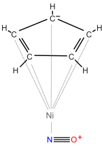 Strukturformel von Cyclopentadienylnickelnitrosyl