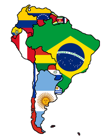 نقشه پرچم‌های کشورهای آمریکای جنوبی
