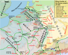 The Rhine frontier around 70 AD Germania 70.svg