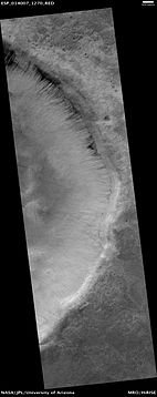 Gullies in Green Crater, as seen by HiRISE