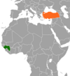 Location map for Guinea and Turkey.
