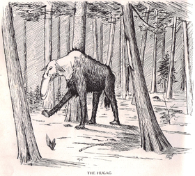 The hugag, a typical fearsome critter. Illustration by Coert DuBois from Fearsome Creatures of the Lumberwoods by William T. Cox. Hugag.PNG