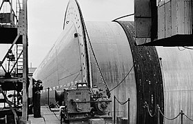 Pipe being wound onto a Conundrum, June 1944.