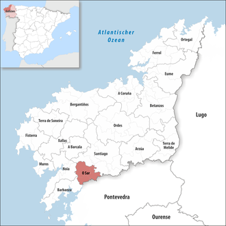 Die Lage der Comarca O Sar in der Provinz A Coruña