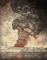 Lithograf jeh bruightey Krakatoa voish y vlein 1888
