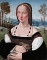 Portrait d'une femme tenant un lapin, par Ridolfo del Ghirlandaio vers 1507.