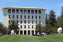 Mrak Hall serves as the administrative seat of UC Davis. Lawn - University of California, Davis - DSC03312 (cropped).JPG