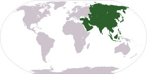 World map depicting Asia Esperanto: Mondmapo b...
