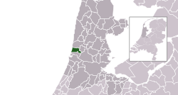 Elstarigita pozicio de Heemskerk en municipa mapo de Norda Holando