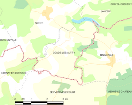 Mapa obce Condé-lès-Autry