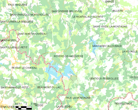 Mapa obce Royère-de-Vassivière