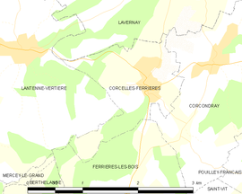 Mapa obce Corcelles-Ferrières