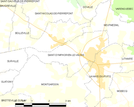 Mapa obce Saint-Symphorien-le-Valois