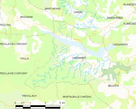 Mapa obce Caramany