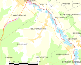 Mapa obce Nesle-Normandeuse