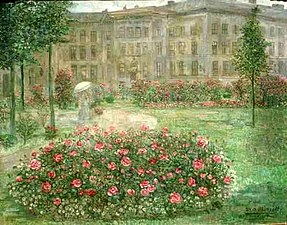 Jardin fleuri (vers 1905), localisation inconnue.