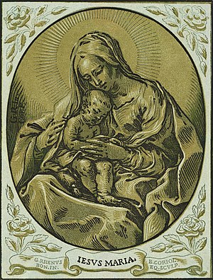 Madonna and child, chiaroscuro woodcut, by Bar...