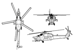 A Mi–28 háromnézeti rajza