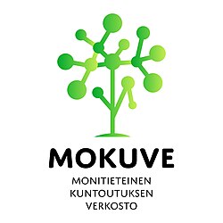 Mokuve logo, jossa on kirkkaan vihreä puumainen rakenne, jonka alla teksti MOKUVE Monitieteinen kuntoutuksen verkosto